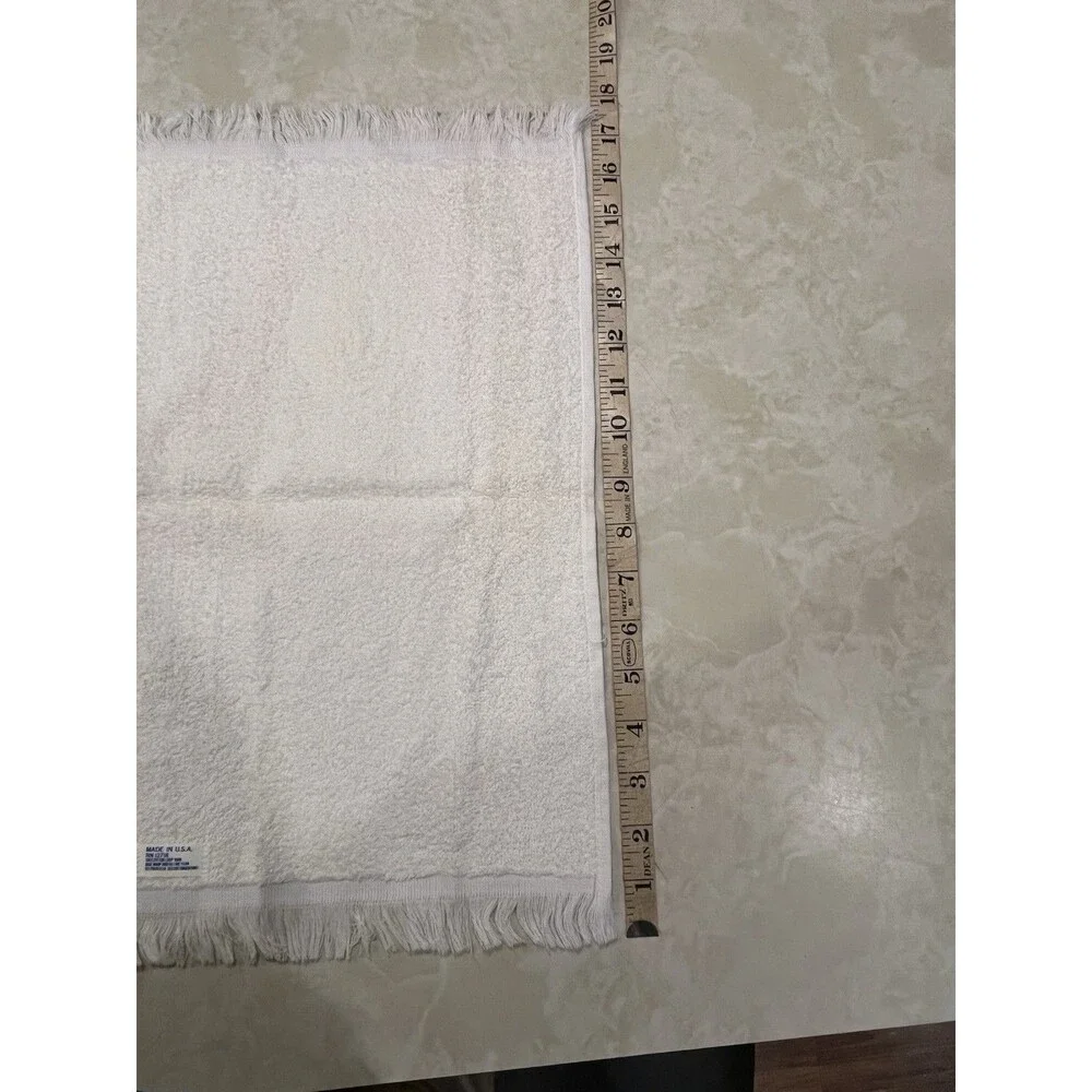 Vtg Cannon Monogrammed Hand Towel Off White Gold Glam Hollywood Regency USA
